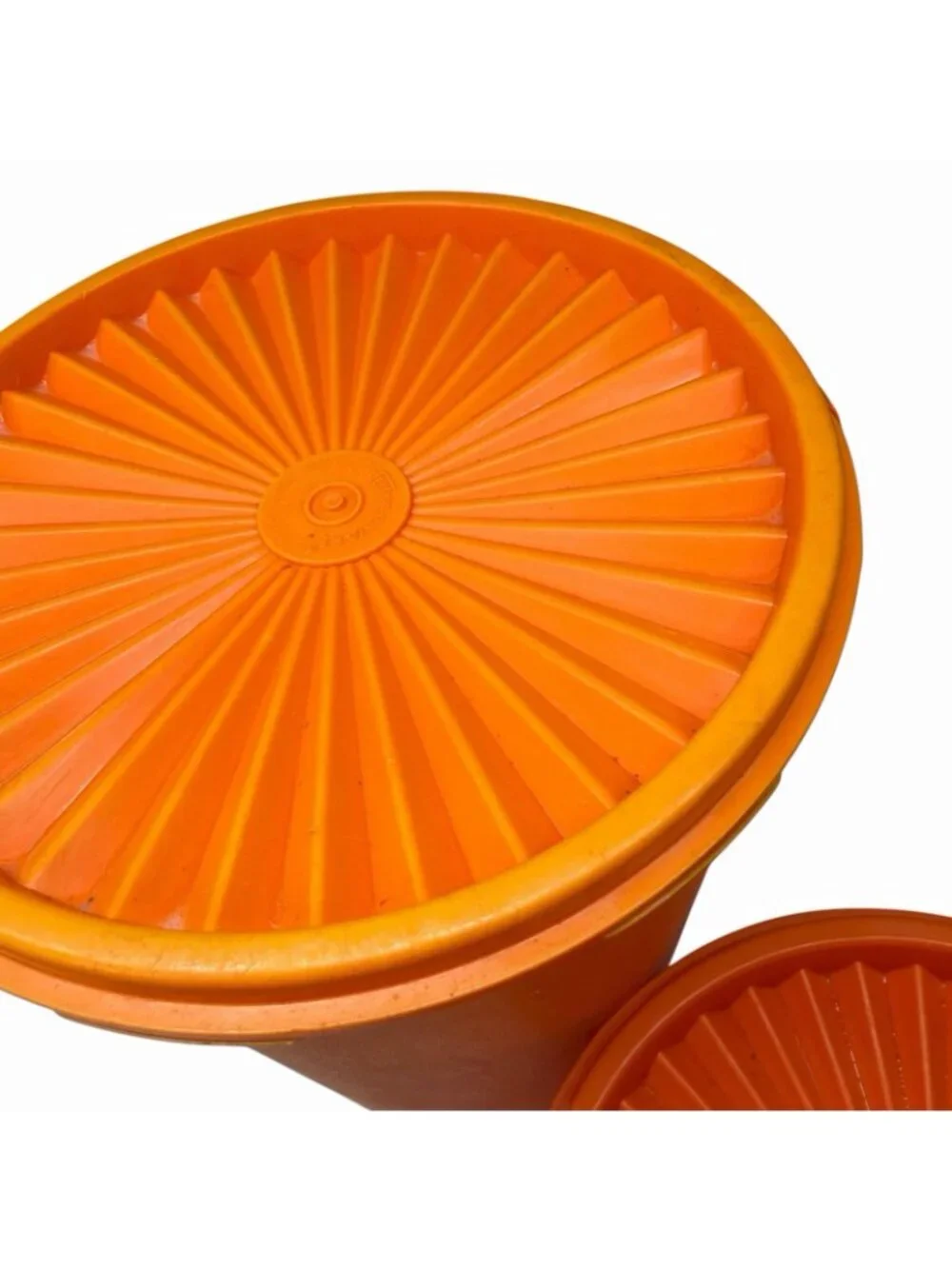VTG Set of 3 Tupperware Servalier Canisters Retro Orange & Yellow W/Lids